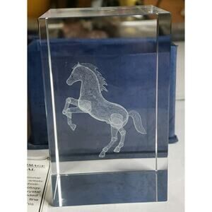 3D Laser Etched Horse Glass Paperweight 3" x 2" Animal Equestrian